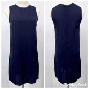 Theory blue silk sleeveless dress lamb skin 2 BoxI